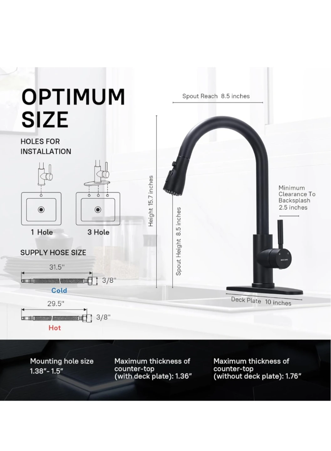 WEWE Black Stainless Steel Kitchen Faucet - photo 2