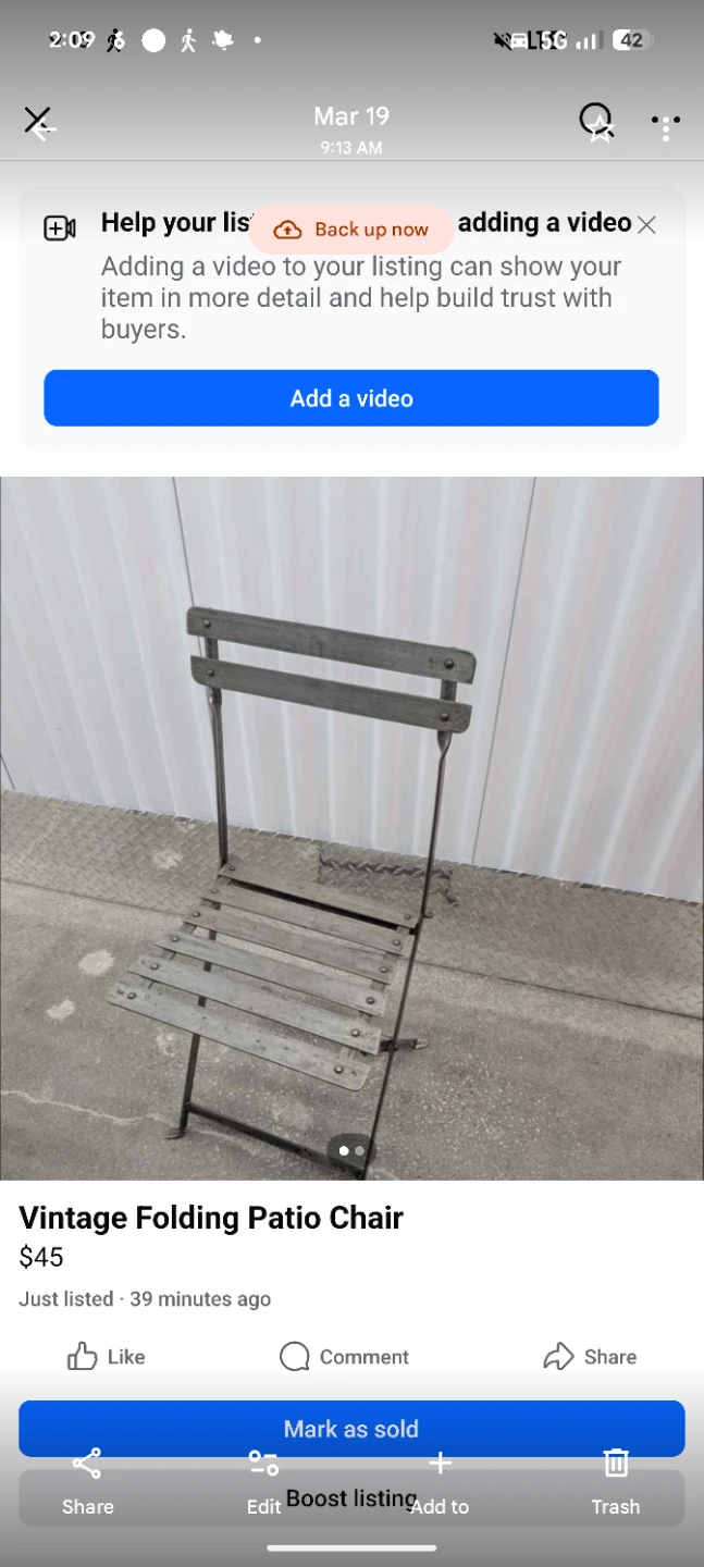 Vintage Folding Patio Chair