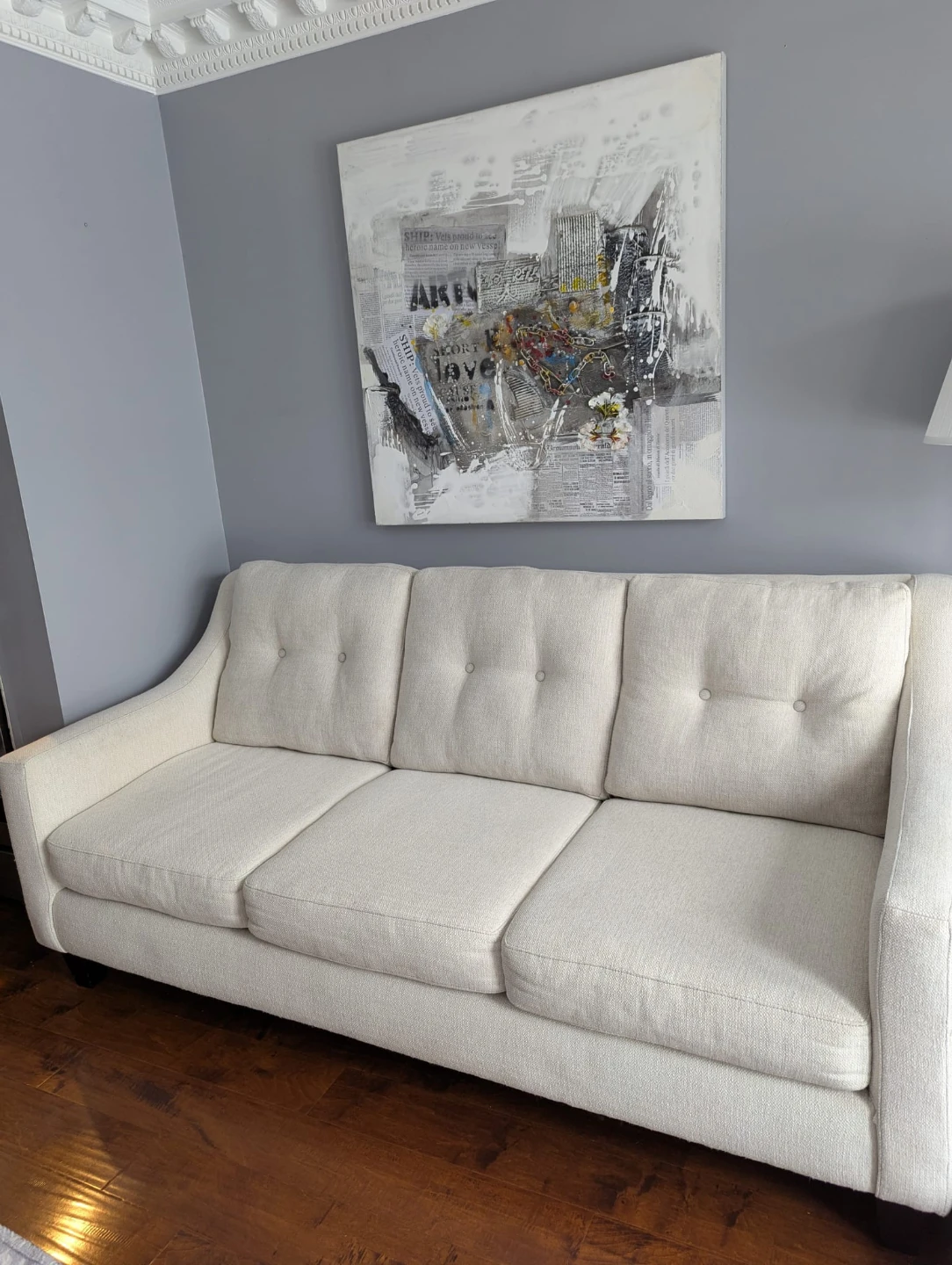 Cream coloured 3-seater sofa - photo 2