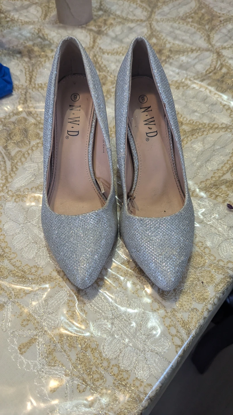 N.W.D. Silver Glitter Heels Size 6