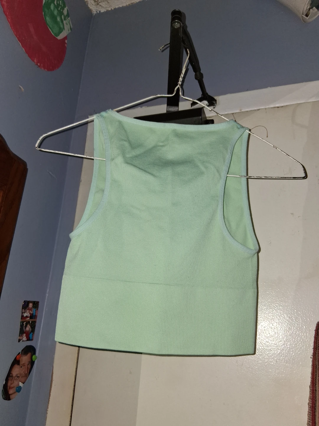 Light Green Ribbed Crop Tank Top (S) - photo 2