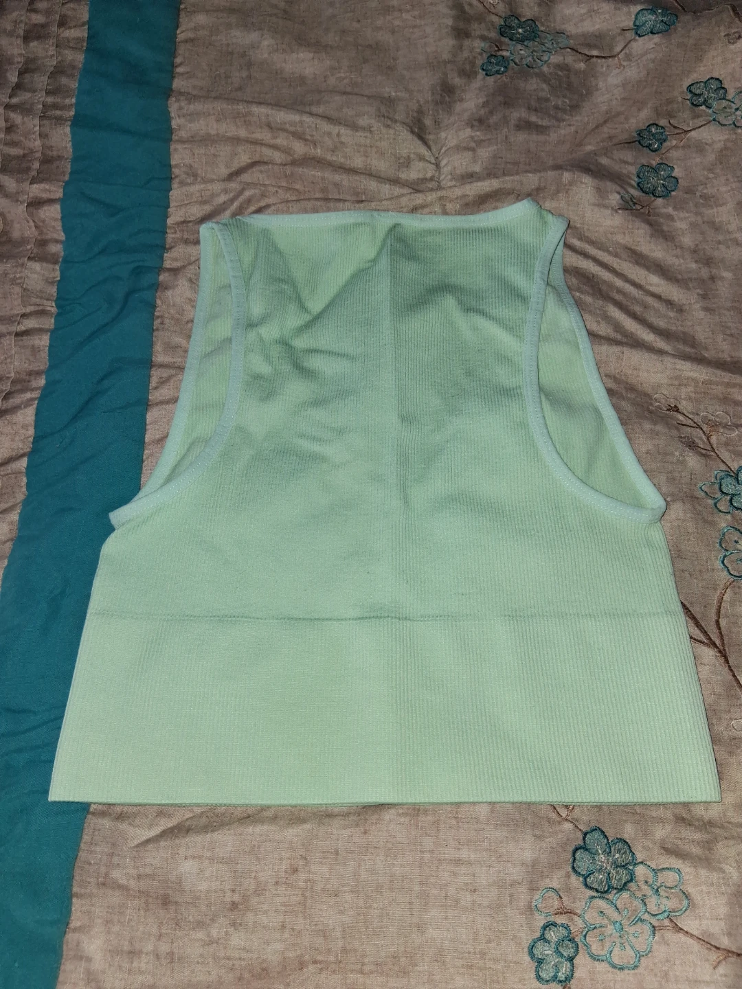 Light Green Ribbed Crop Tank Top (S) - photo 4