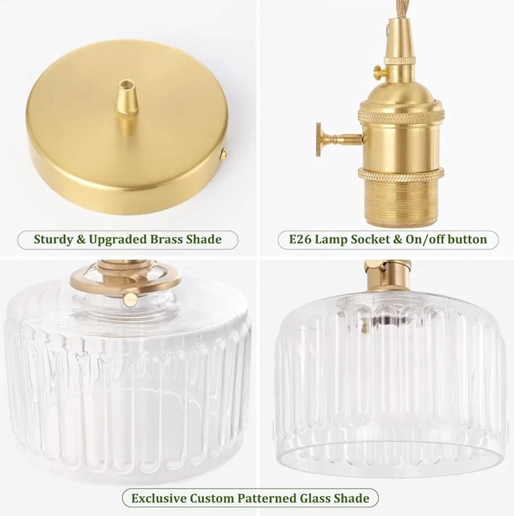 Gold Brass Glass Pendant Light 🌱 - photo 5