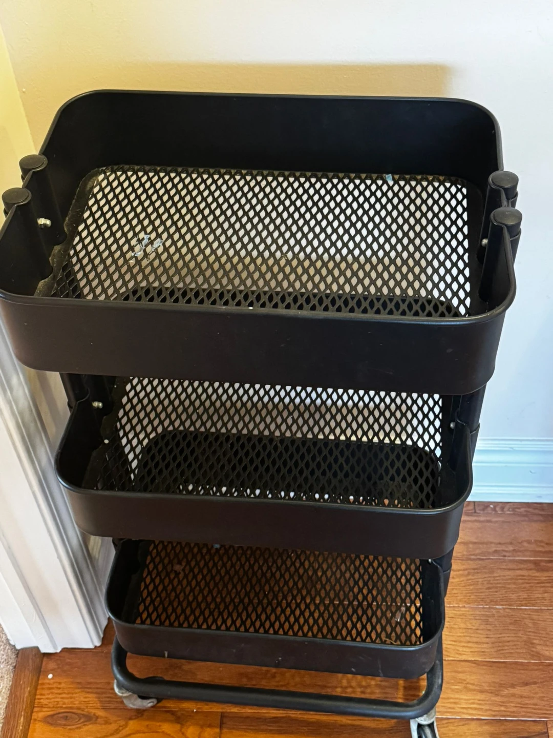 Black 3-Tier Rolling Storage Cart