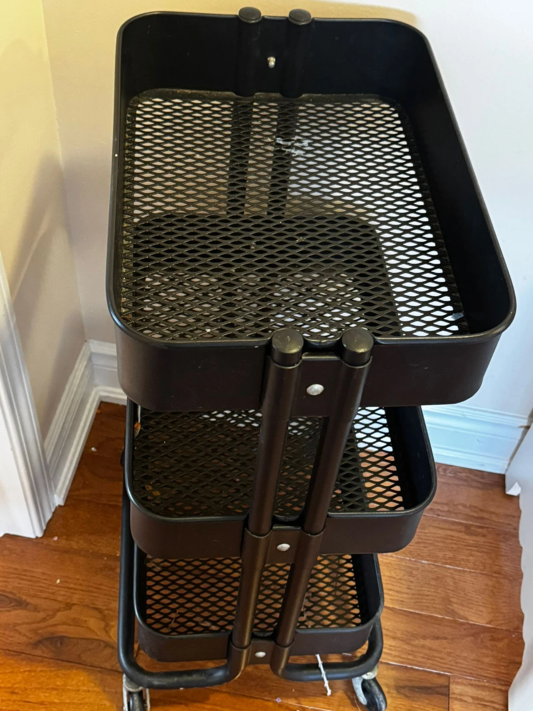 Black 3-Tier Rolling Storage Cart - photo 2