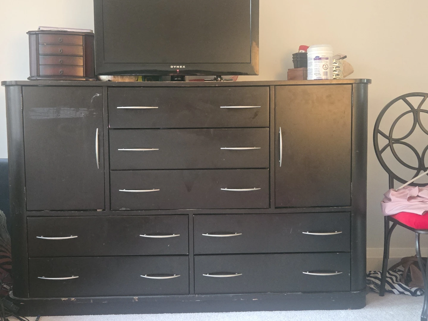Dark Brown Dresser with Cabinet - photo 2