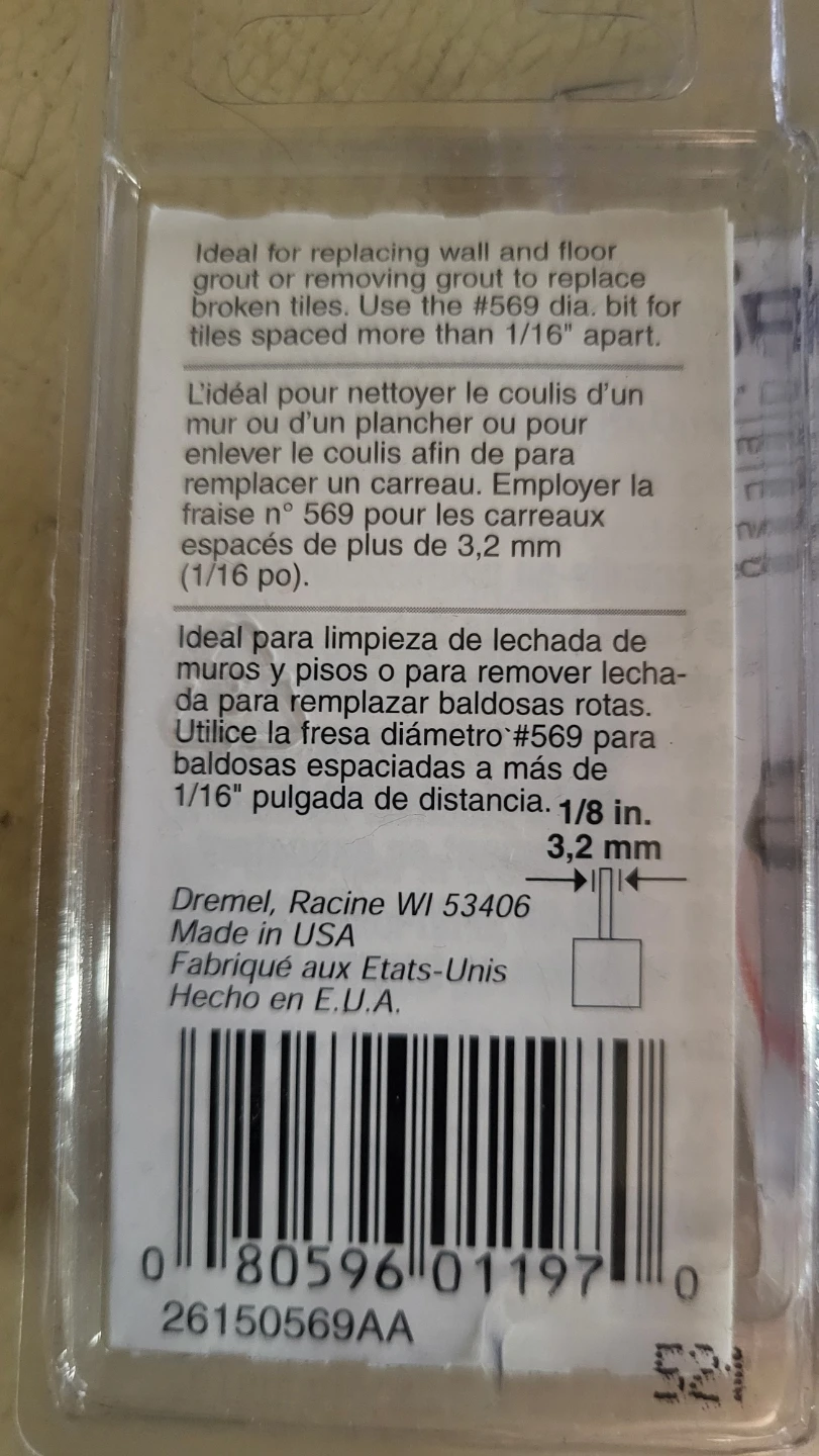 Dremel 569 1/16" Carbide Grout Removal Bit - New in Package - photo 2
