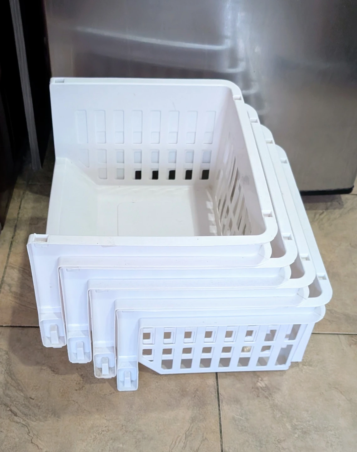 White Plastic Stackable Storage Bins / Rack | Used - photo 3