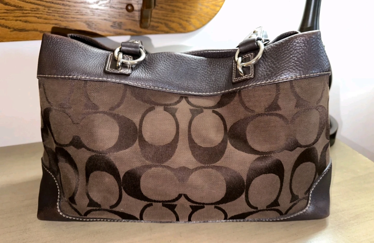 Coach Monogram Canvas Leather Trim Tote Bag - photo 5