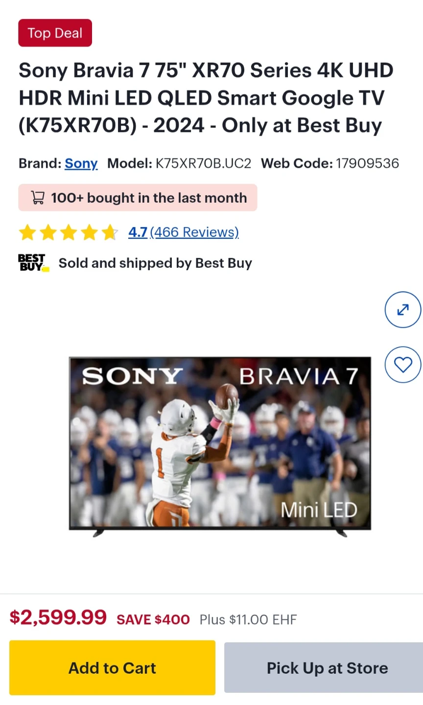 Sony BRAVIA 7 Mini LED TV 75' - photo 3
