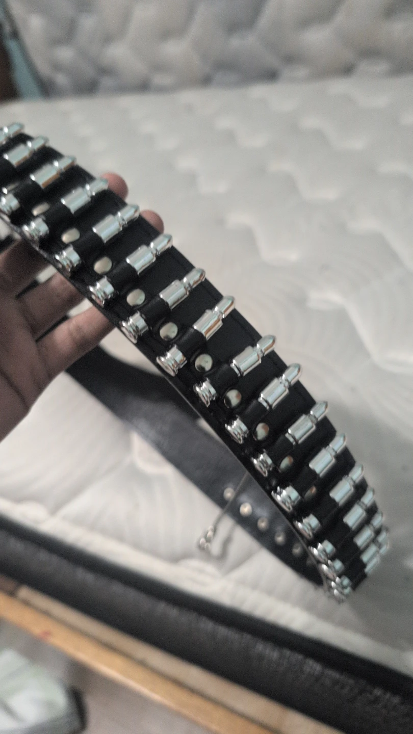 Black Leather Belt with Silver bullets