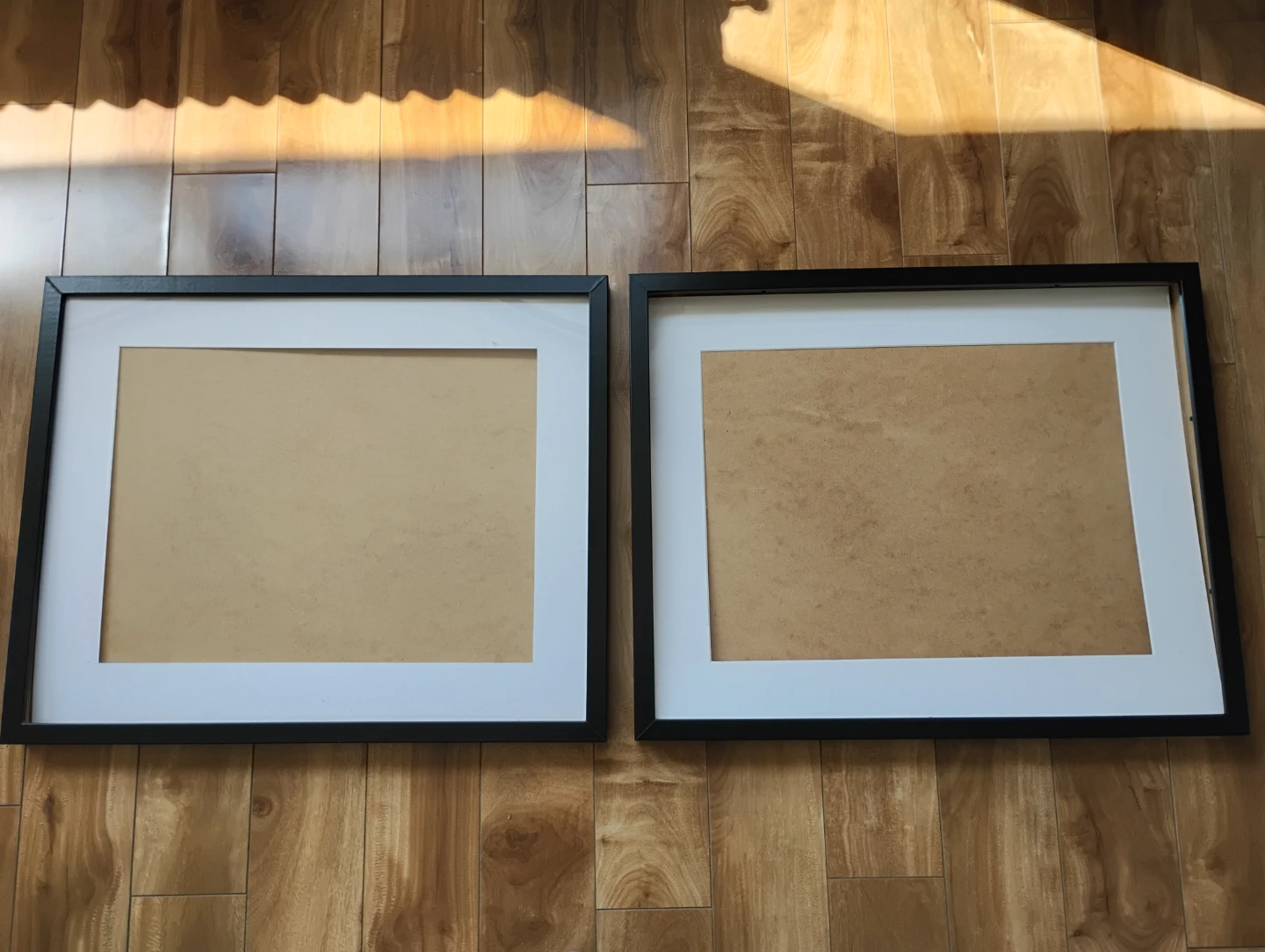 Set of 2 Black Picture Frames with White Matting