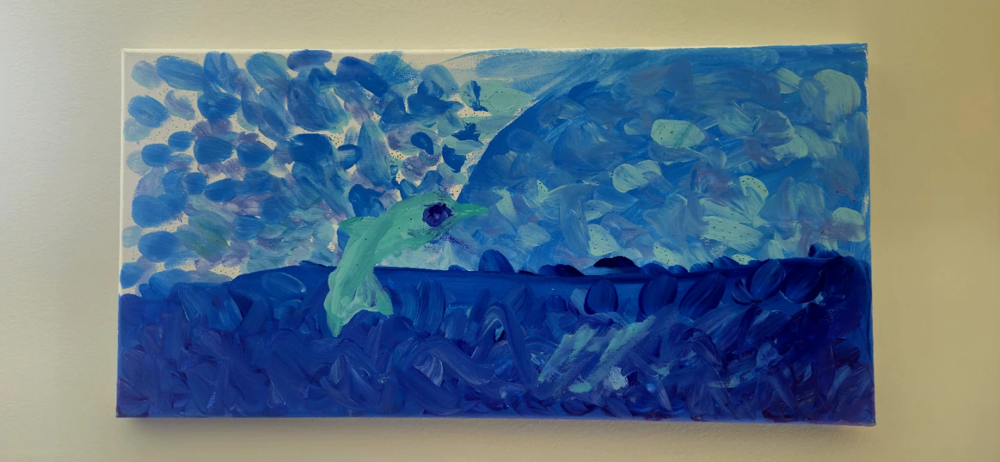 Painting of a Dolphin in Blue Water  🌱