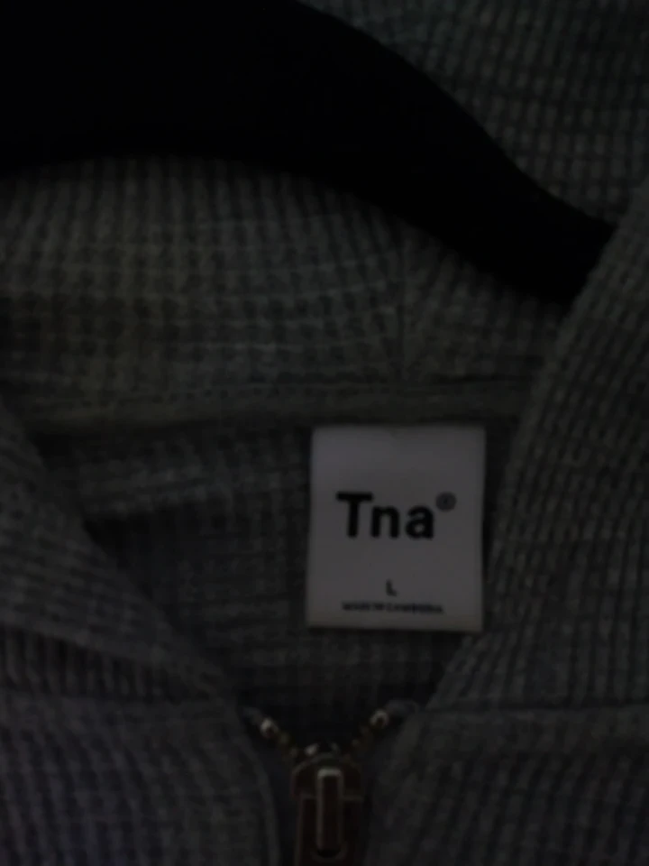 Tna/aritzia Grey Waffle Knit Zip-Up - photo 2