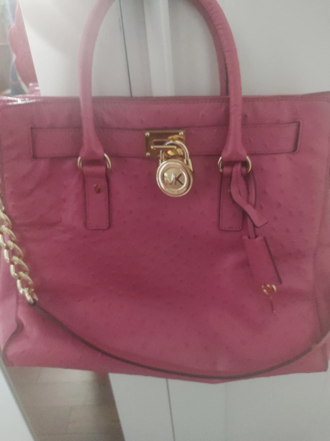 Michael Kors Pink Ostrich Leather Tote Bag