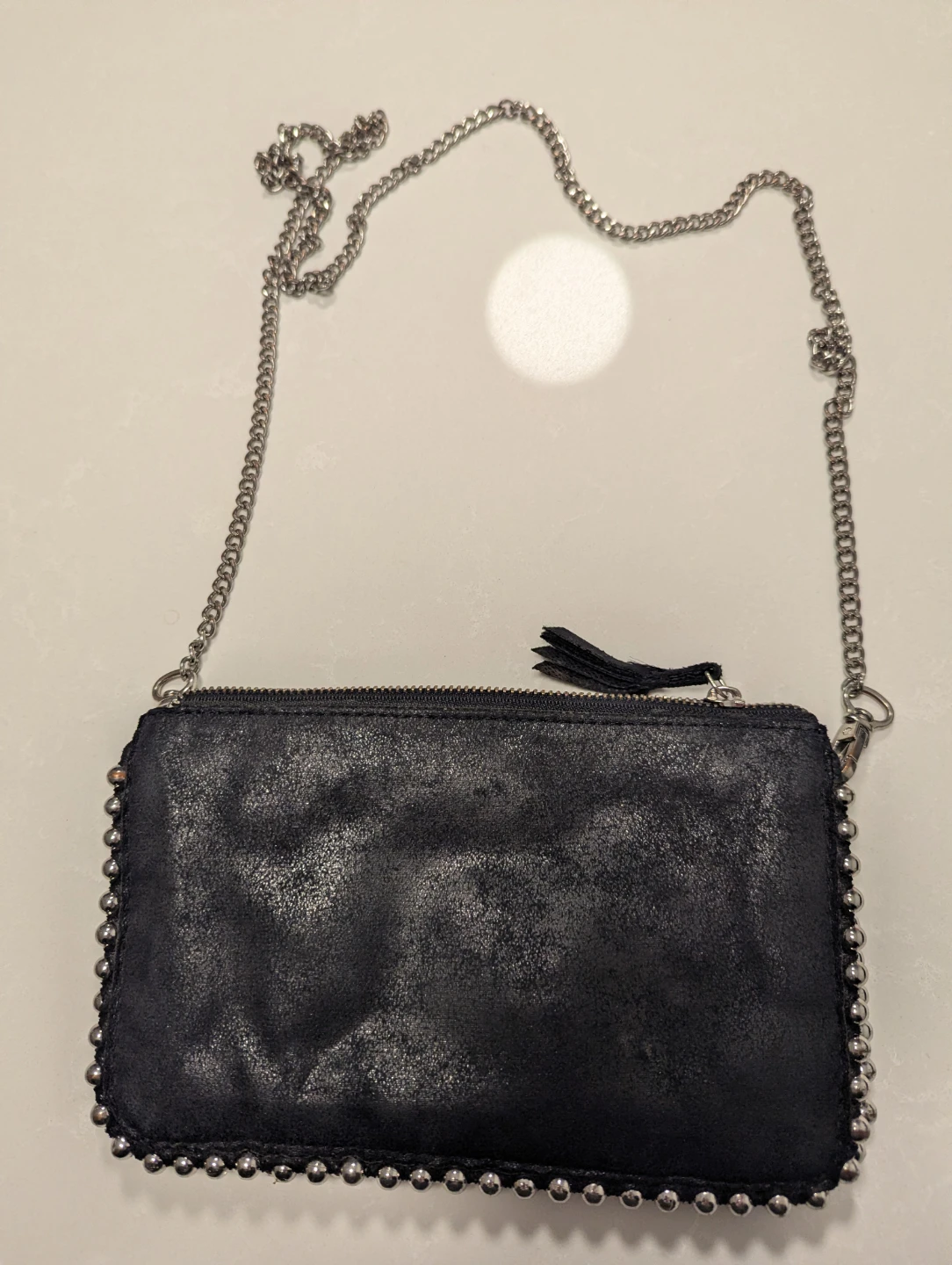 Zara Black studded clutch with chain strap - photo 2