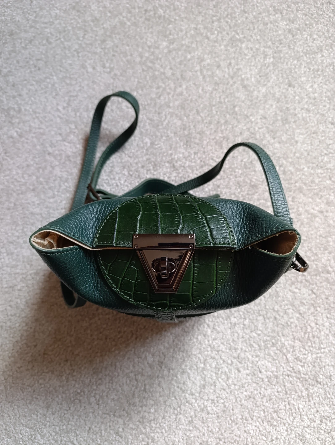 Green Genuine Leather Bucket Bag - photo 2