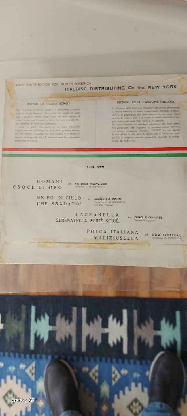 Festival of Italian Songs LP Record