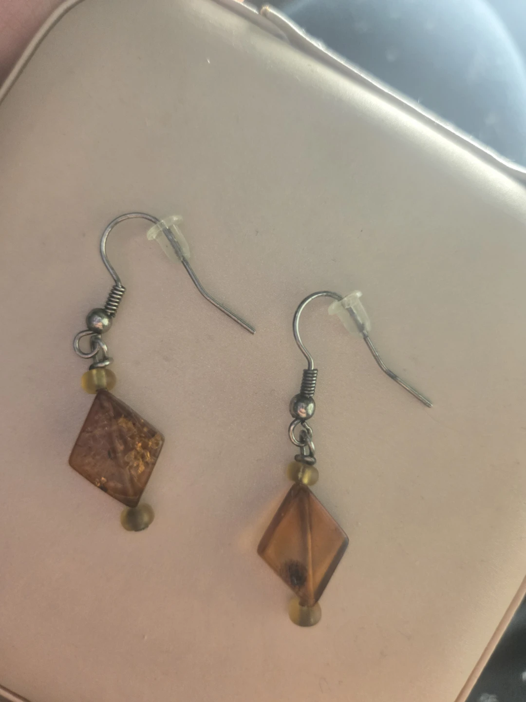 Amber Diamond Drop Earrings