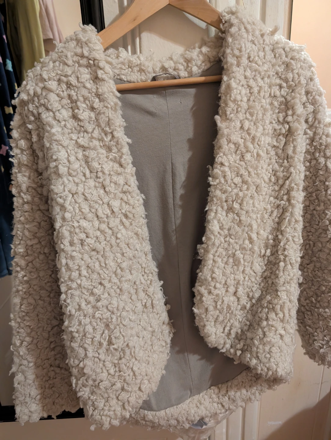 Cream Fuzzy Fleece Jacket - photo 2