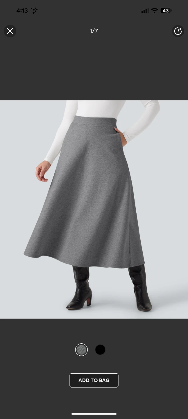 Halara High Waisted Fleece Midi A-line Skirt Charcoal Grey XL - photo 2