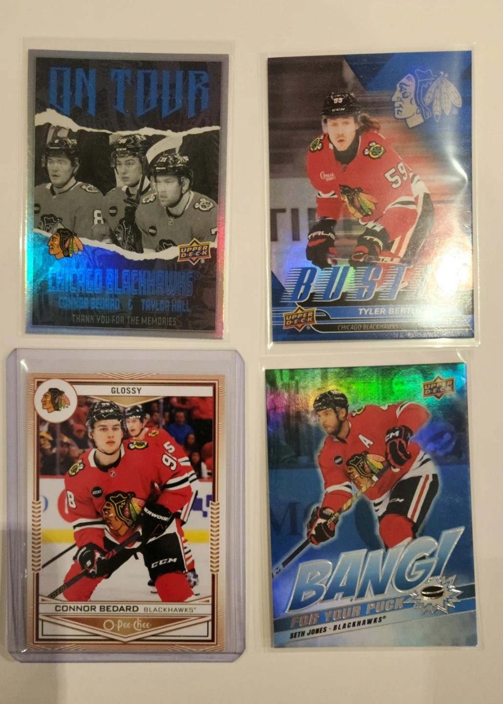 Pick Up x4 Chicago Blackhawks Hockey Cards w/ Gold Bedard Glossy - photo 2