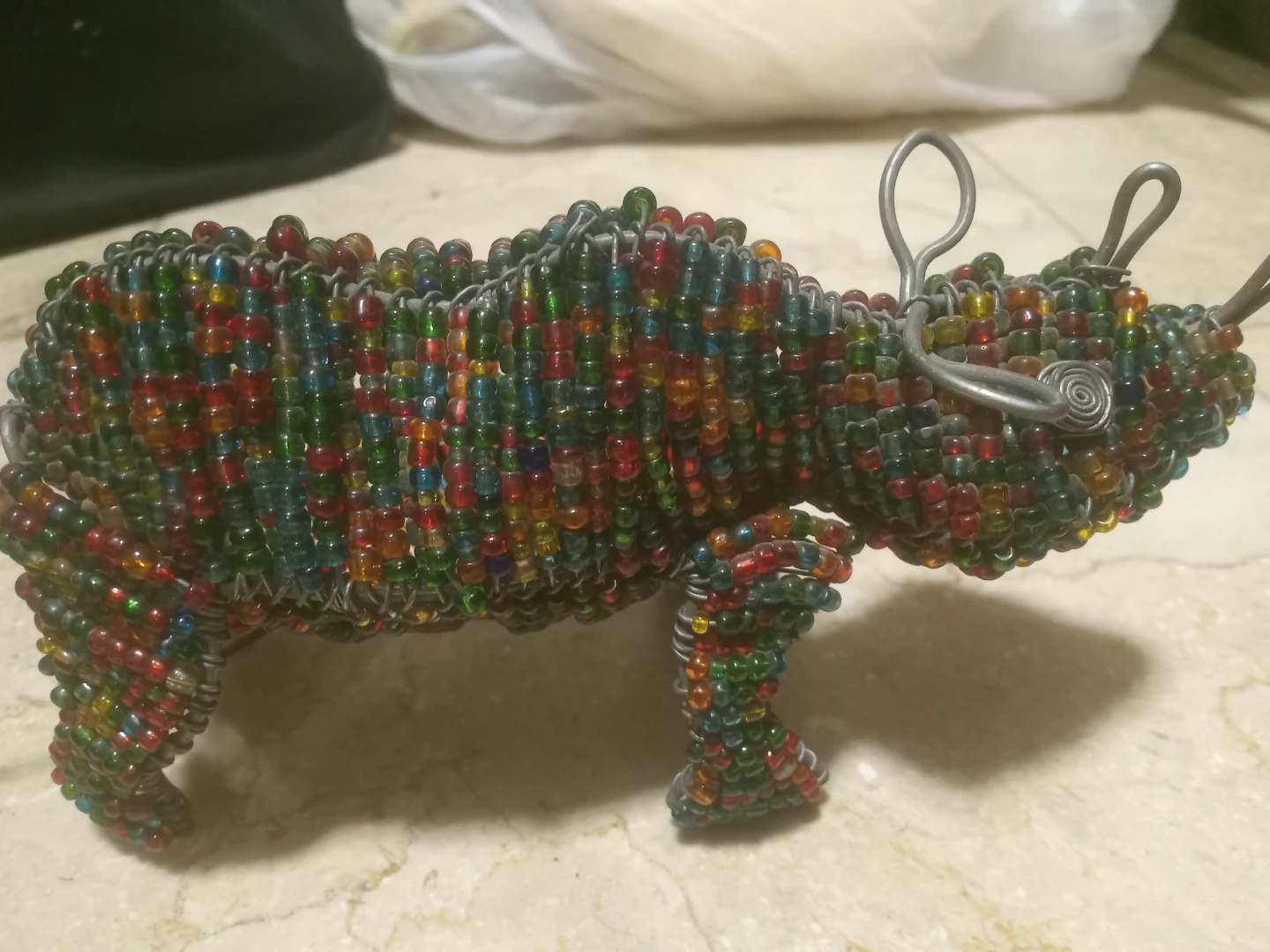 Beaded Rhino & Dragonfly Figurines - photo 2