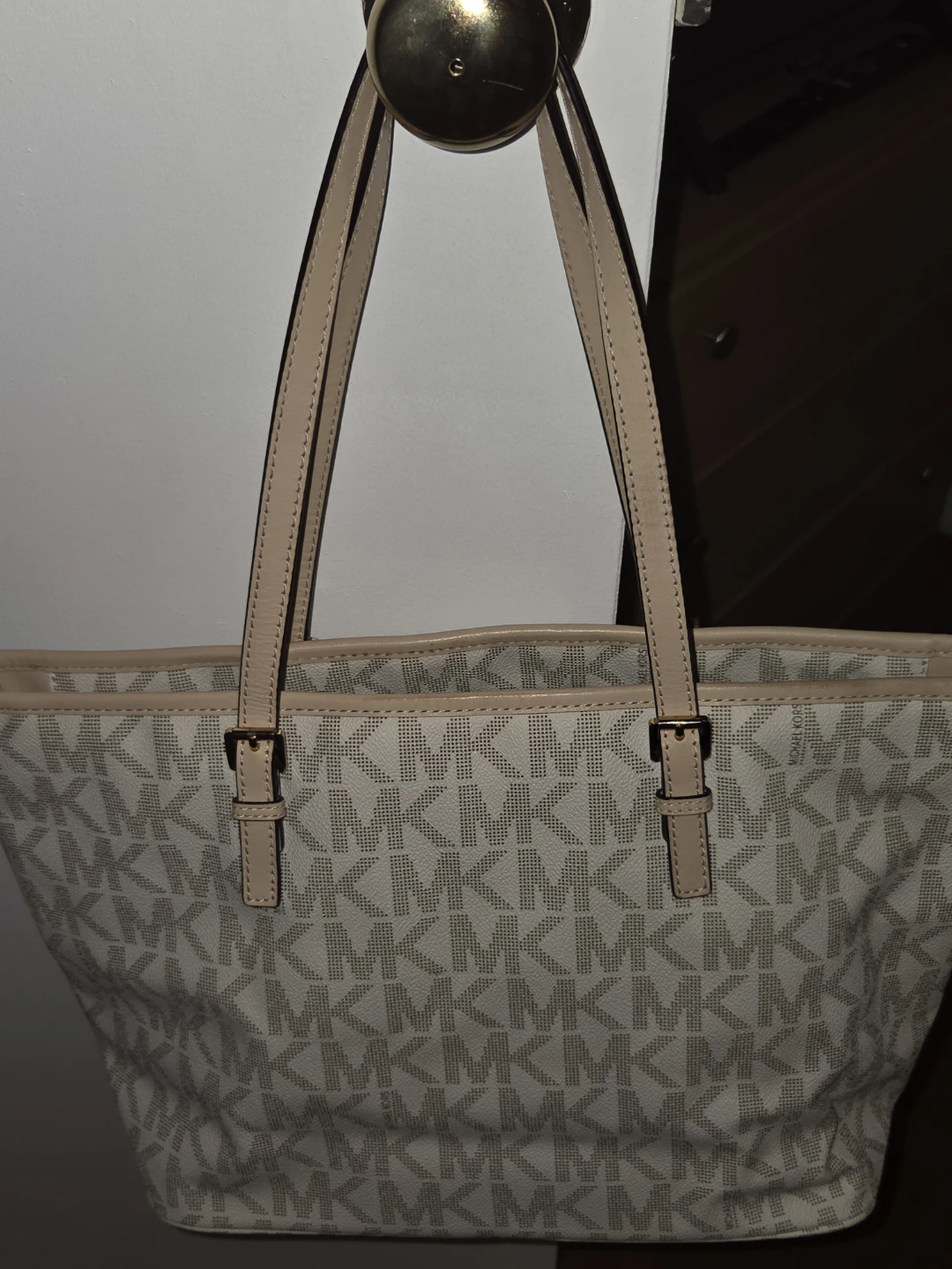 Michael Kors MK Signature Tote Bag - White/Beige - photo 4