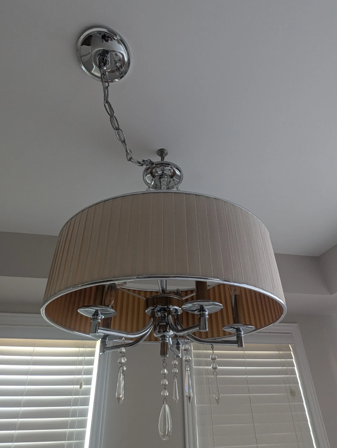 Chandelier with Pleated Shade and Crystal Accents