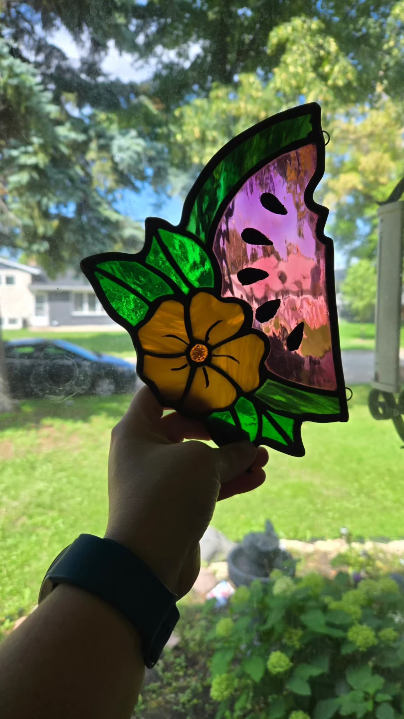 Stained Glass Sun Catcher - Watermelon Slice & Pumpkin - photo 2
