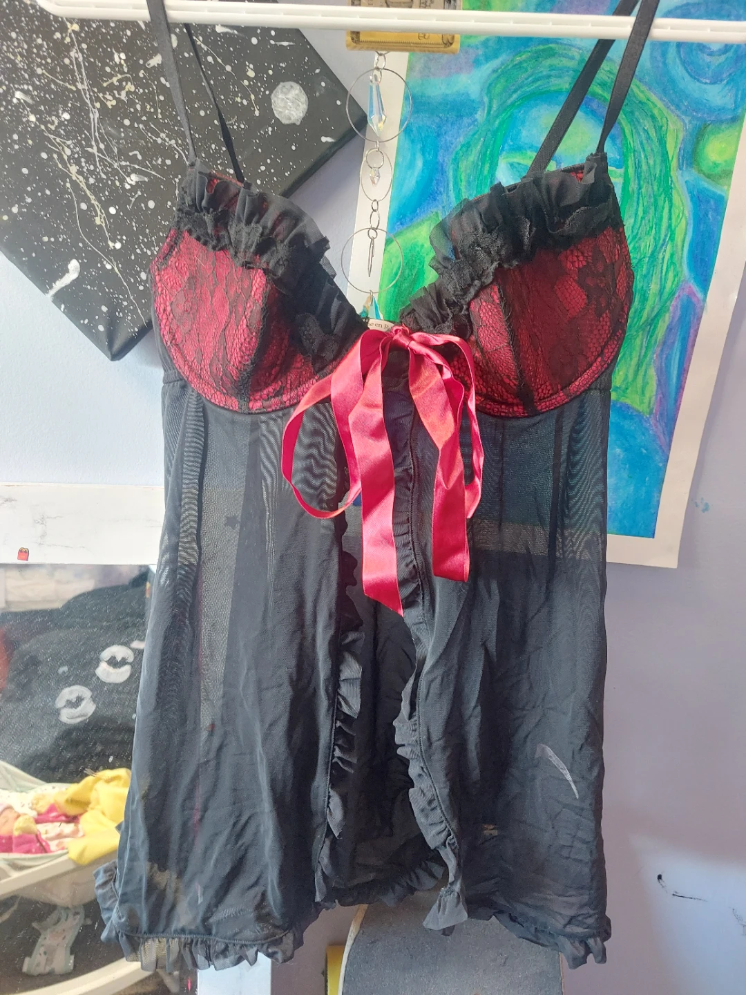 La vie en rose black and red lingerie top