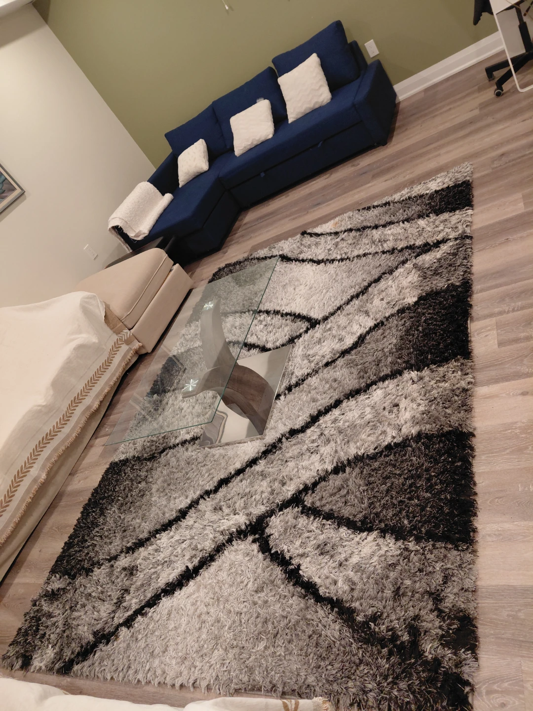 Grey and Black Shag Area Rug