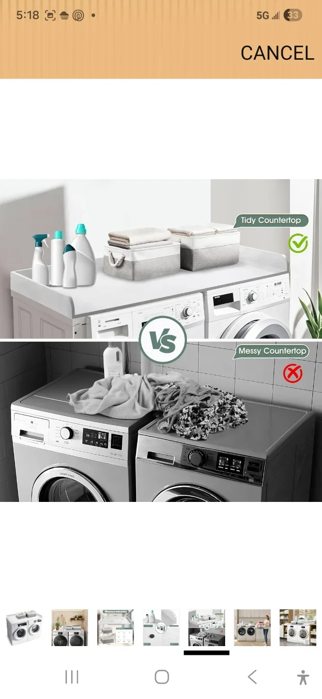 White Laundry Countertop Shelf with Bins - photo 4