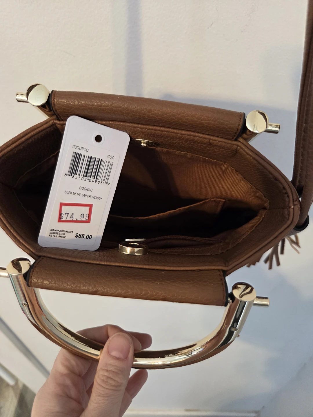 Guess Sofia Metal Bar Crossbody Bag - Cognac $40 - photo 3