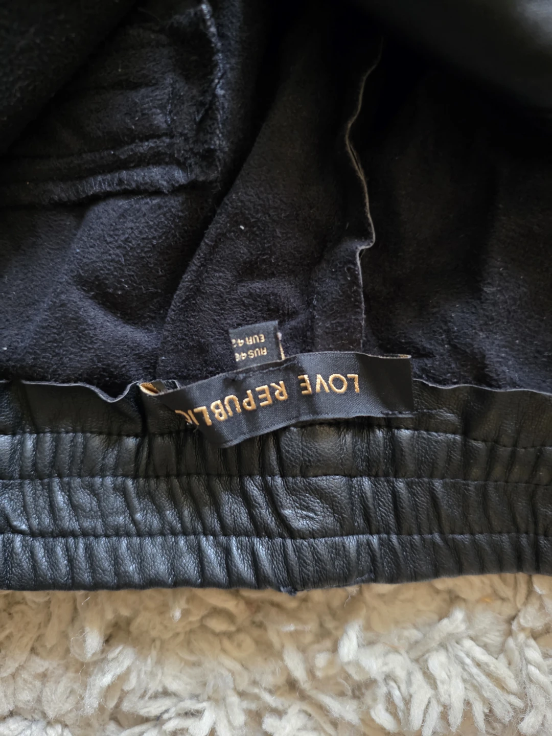 Love Republic Black Faux Leather Cargo Pants