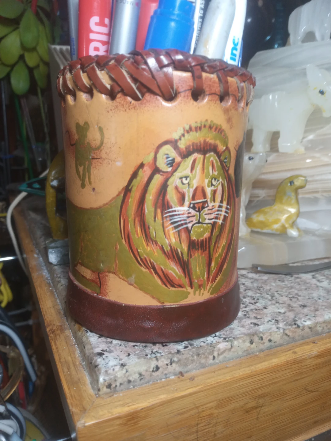 Hand-Painted Leather Pen/Pencil Holder