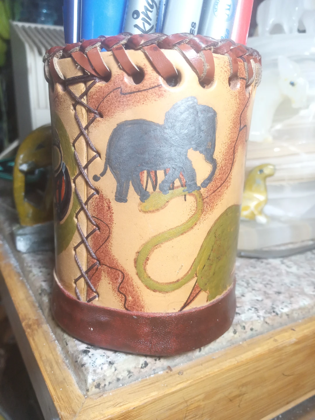 Hand-Painted Leather Pen/Pencil Holder - photo 3