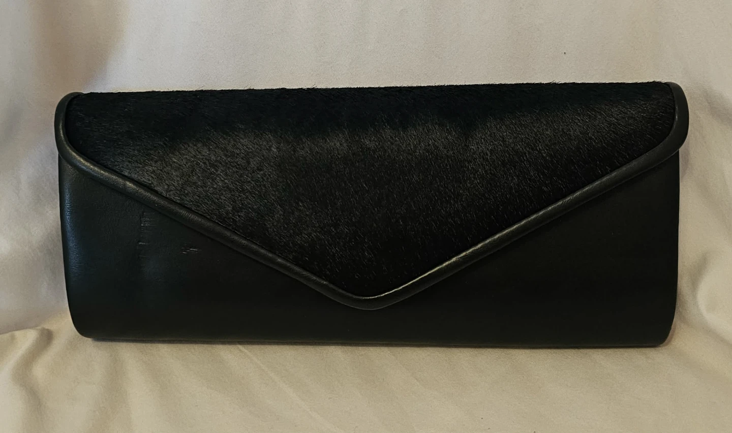 Black Faux Mohair Women's Clutch Purse