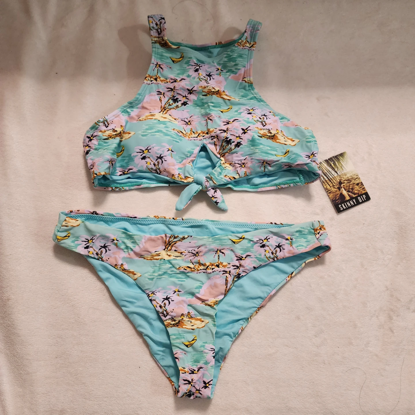 Skinny Dip Hawaii Halter Bikini Top - Turquoise - Size M