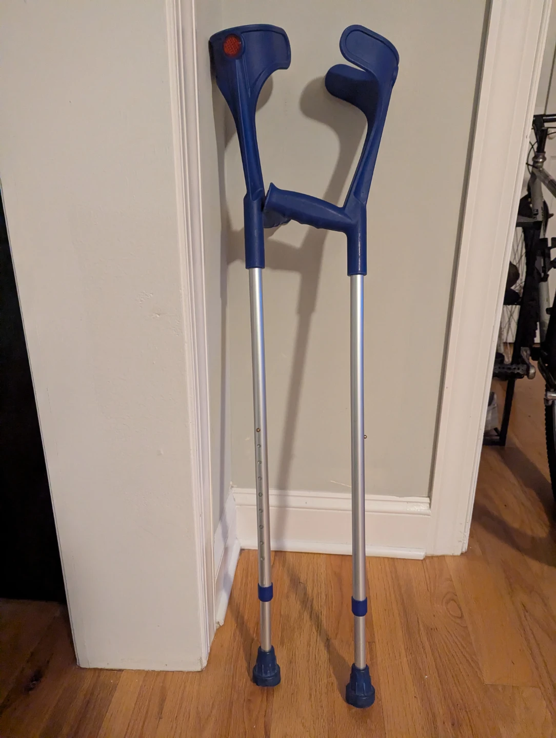 Blue and Silver Adjustable Crutches