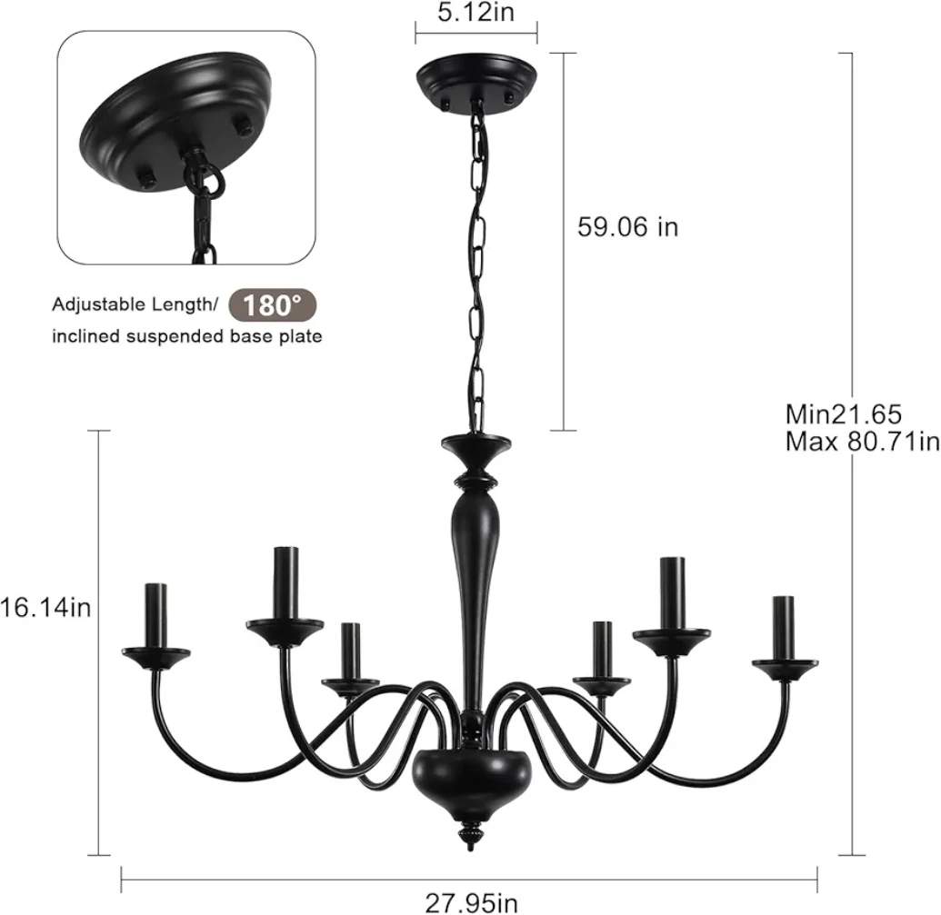 Farmhouse 6 Light Black Chandelier 🌱 - photo 3
