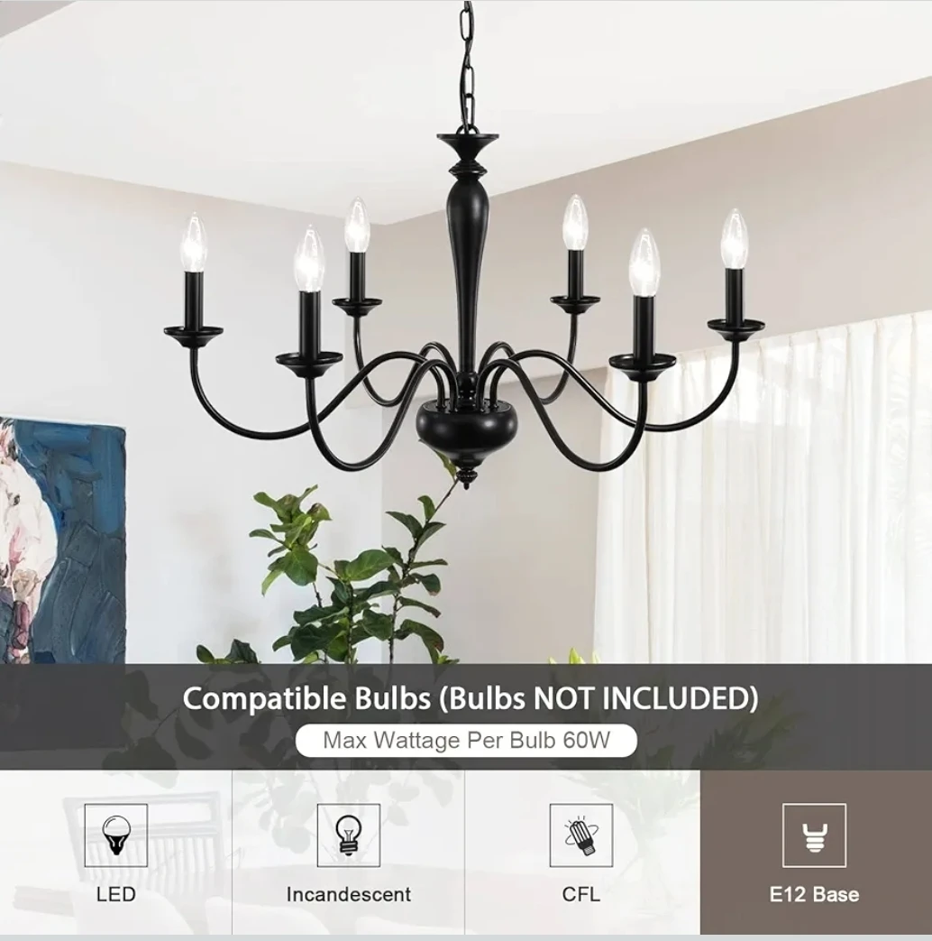 Farmhouse 6 Light Black Chandelier 🌱 - photo 4