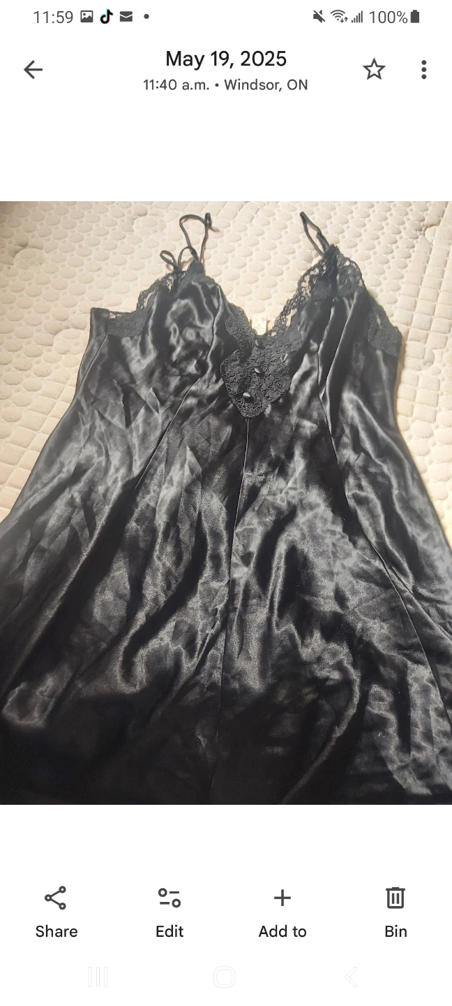 Black Satin Robe and Chemise Set - photo 2