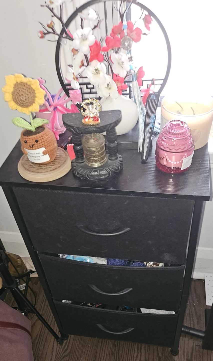 Black 3-Drawer Fabric Storage Unit - photo 2