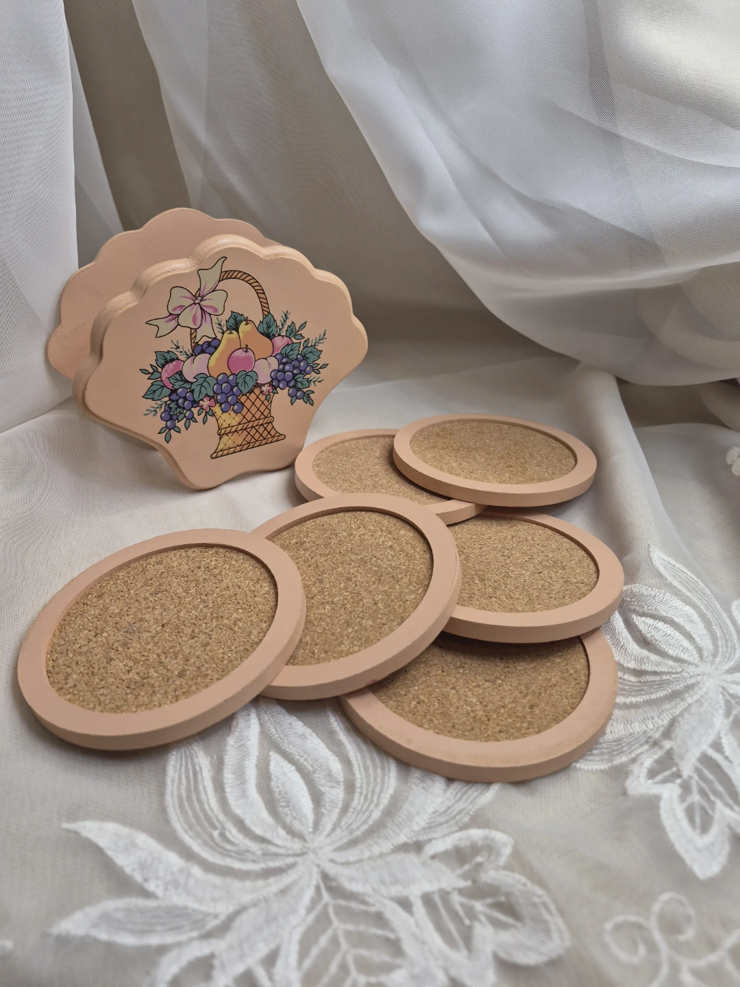 Vintage Avon 6 Pc Wooden Coaster Set