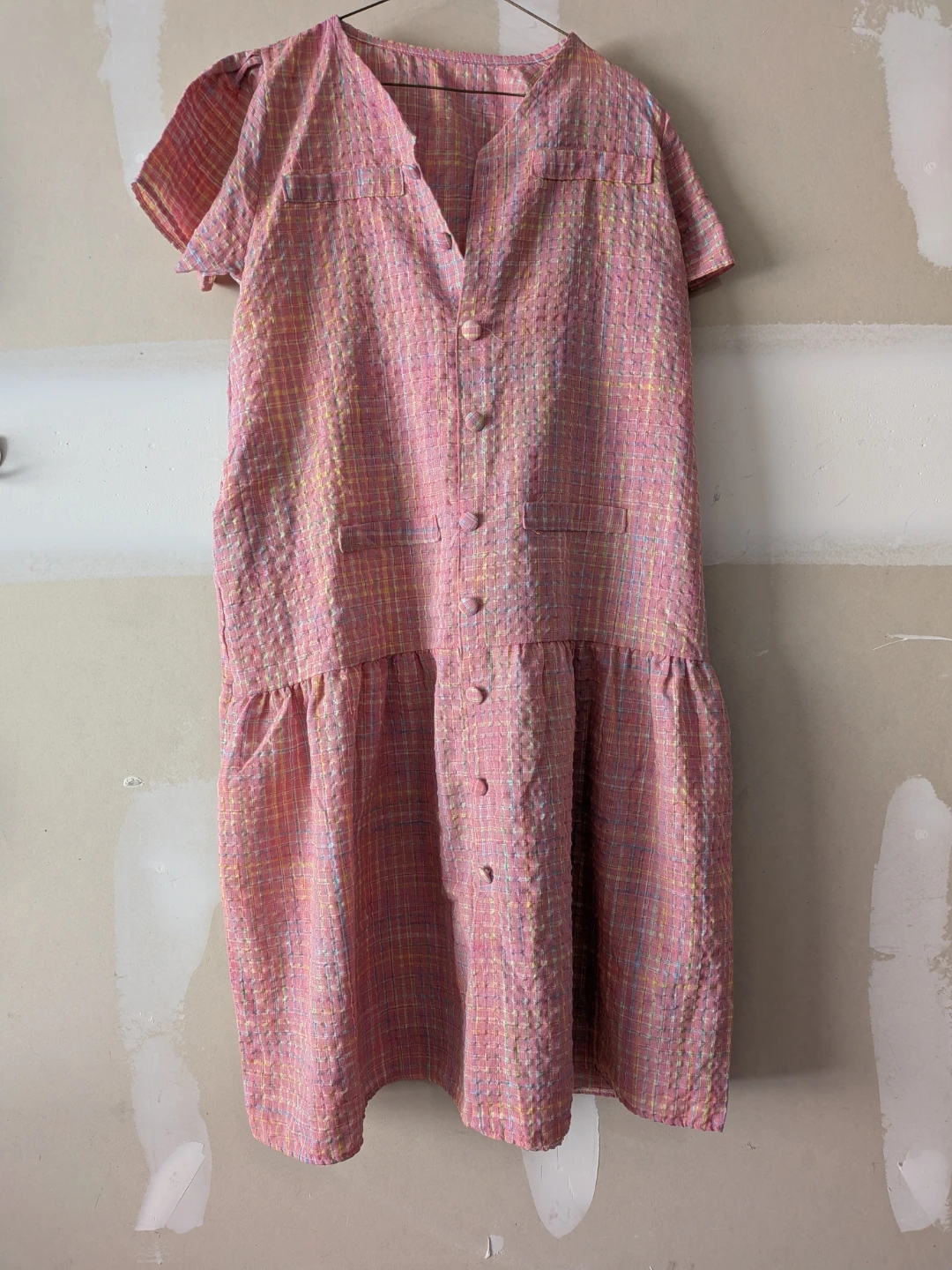 Pink Plaid Button-Up Dress