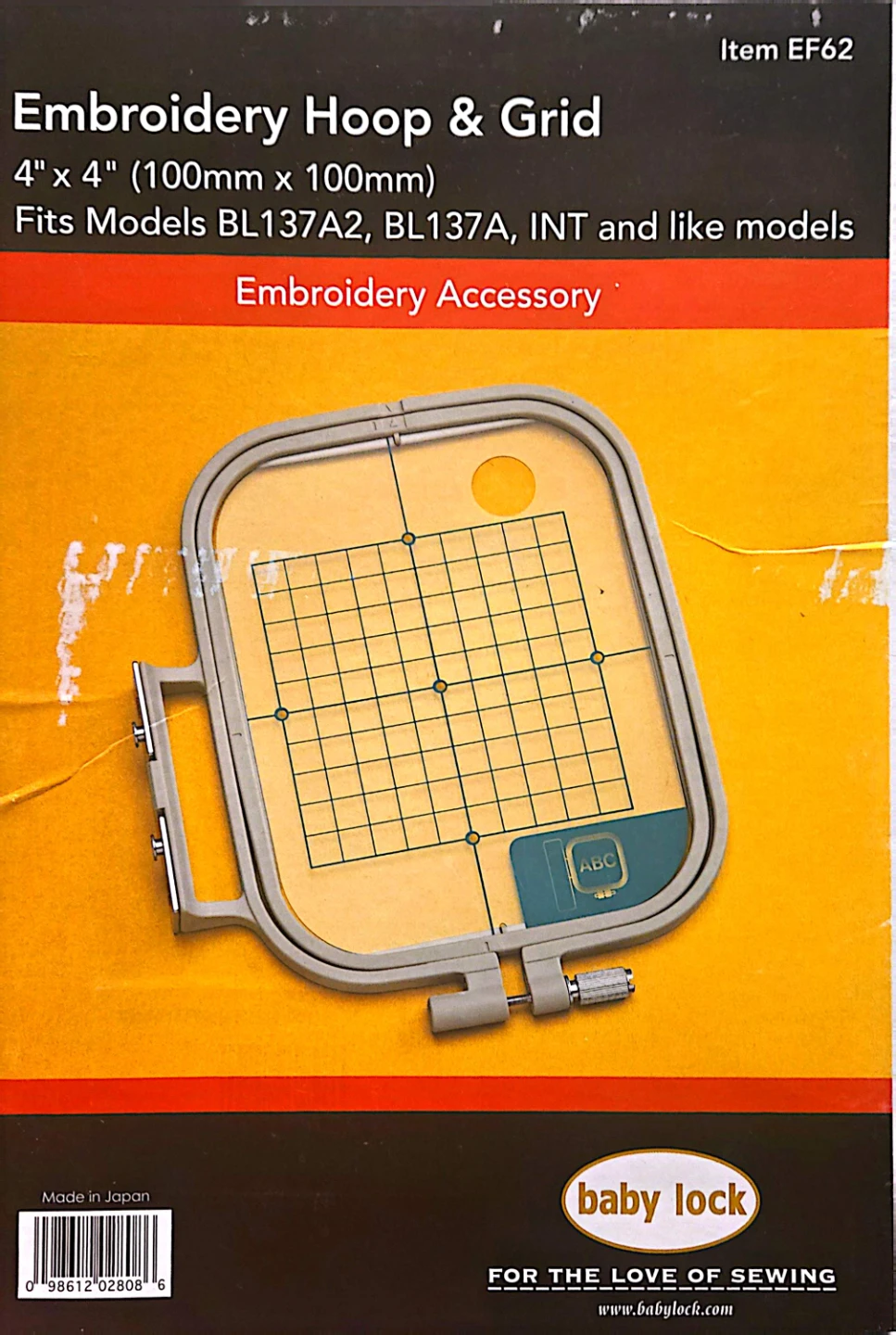 Baby Lock 4" x 4" Embroidery Hoop & Grid