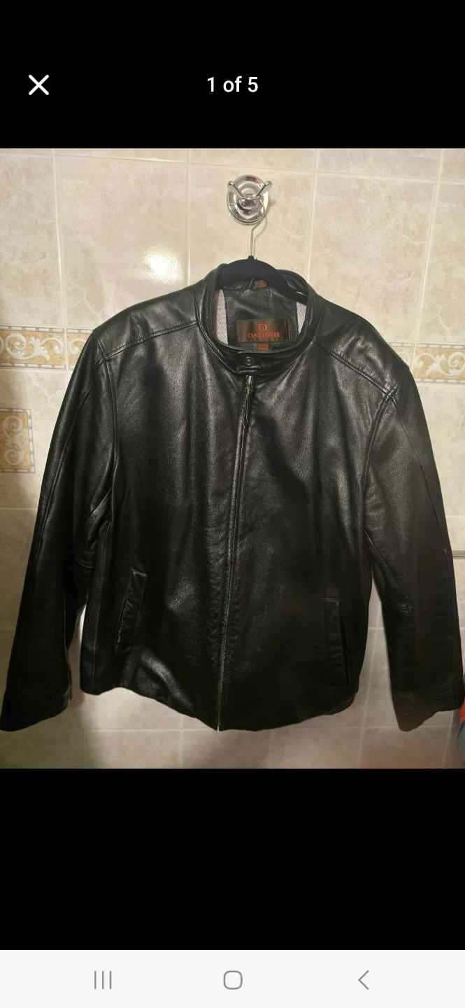 Men's Danier Black Leather Jacket size 2XL( fits ХL) - photo 2