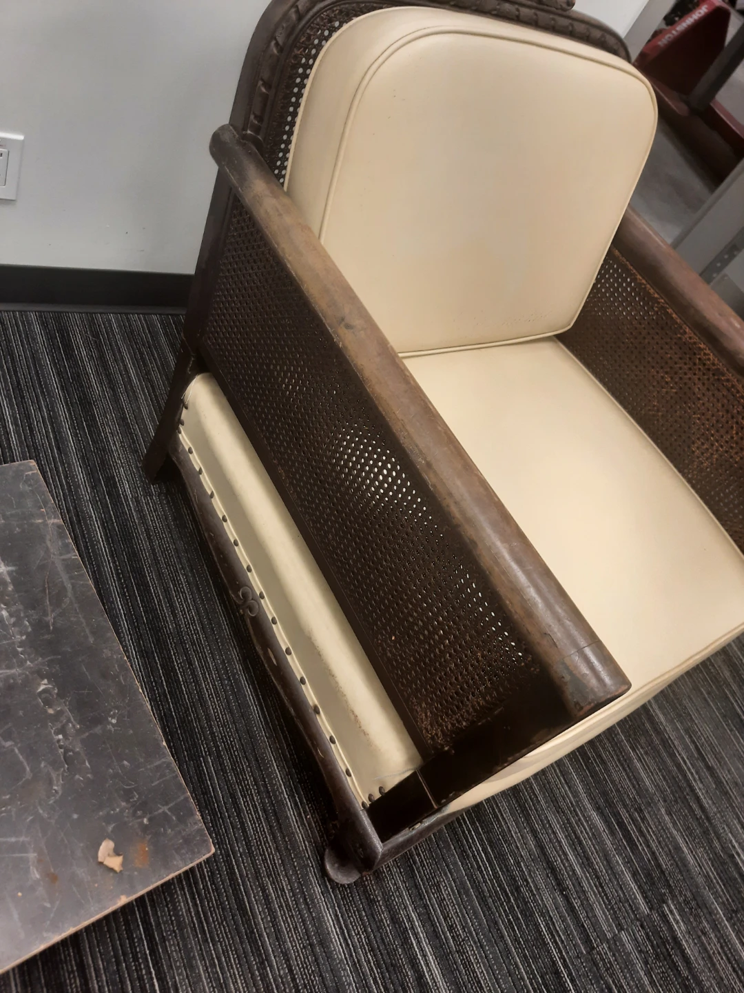 Vintage Cane Armchair with Cream Upholstery - photo 2