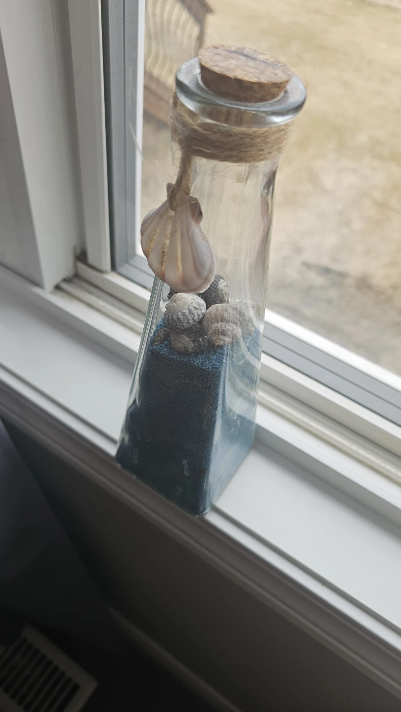Decorative Glass Bottle with Sand and Shells - photo 3
